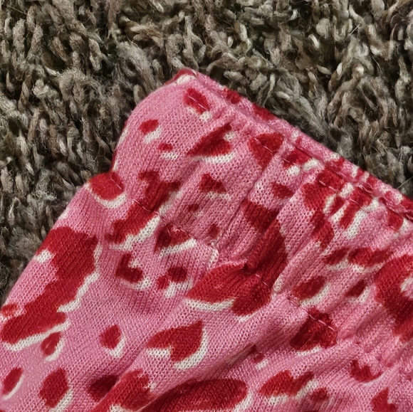 Loft Outlet Sleepwear Set Red & Pink Animal Print/Hearts Top Size S, Shorts M - Picture 8 of 15